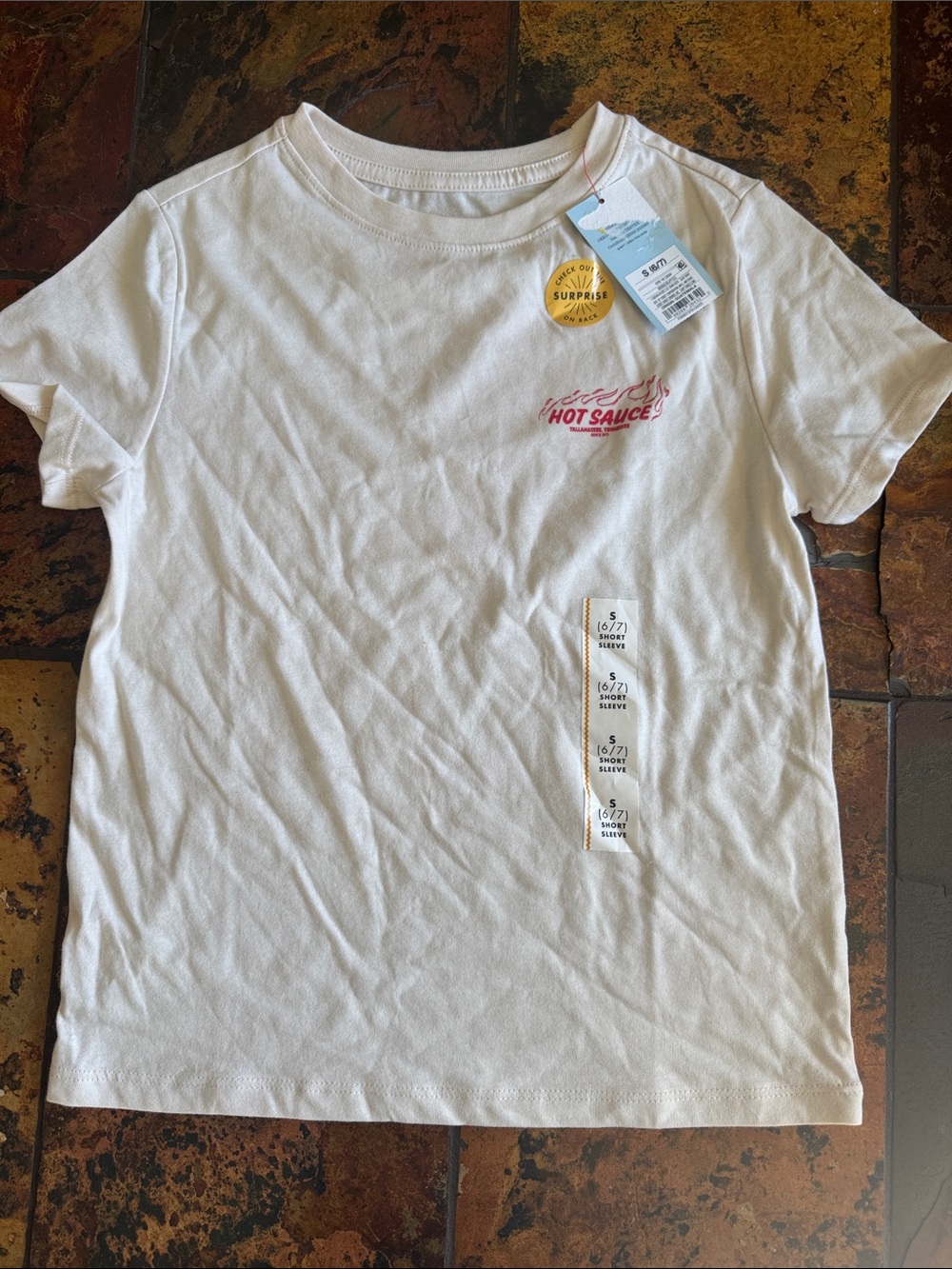 Kids White 'Hot Sauce' Graphic Tee(1123)